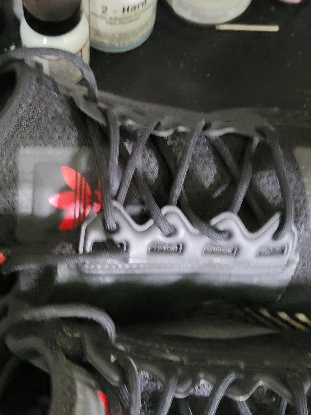 Black Knit Sneakers with Red Accent Stripes - Picture 5 of 8
